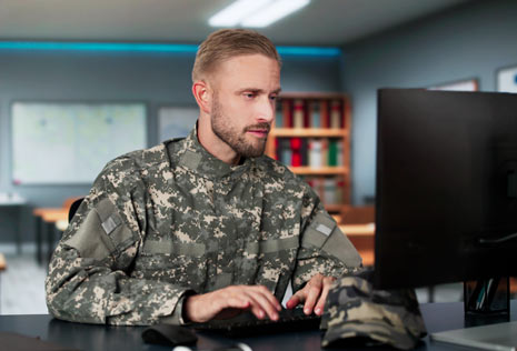 Man in military at college